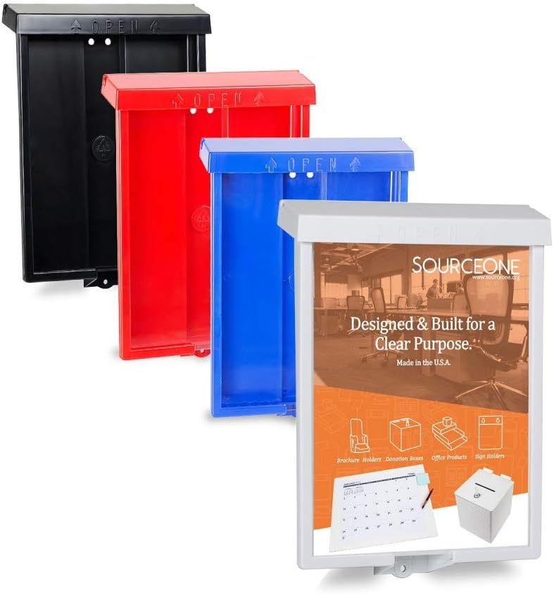 SourceOne 8.5” x 11” Outdoor Realtor Style Brochure Holder with Lid – White – UV Resistant