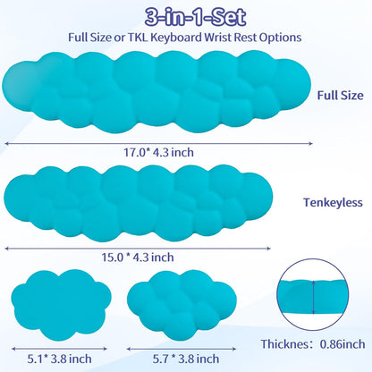 Sushret Cloud Wrist Rest Keyboard, Cloud Keyboard Wrist Pad Set with PU Leather Memory Foam, Cute Arm Rest for Palm Support, PC/Gaming Desk Accessories/Office Setup/Computer Hand Cushion - White
