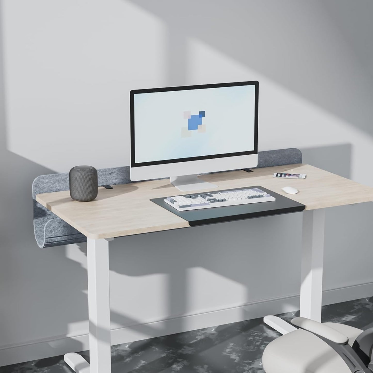 Felt Under Desk Cable Management Tray, 47.2" Cord Organizer with Clamp or Screw Mount, Laptop & Tablet Slot, Desk Cable Organizer for Home & Office