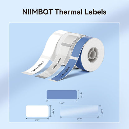 NIIMBOT White Cable Label Maker Tape for D11/D110/D101 Label Maker, 12.5 x 109 mm (0.49'' x 4.29''), 3 Rolls, Thermal Label for Home Office Labeling Tape Replacement
