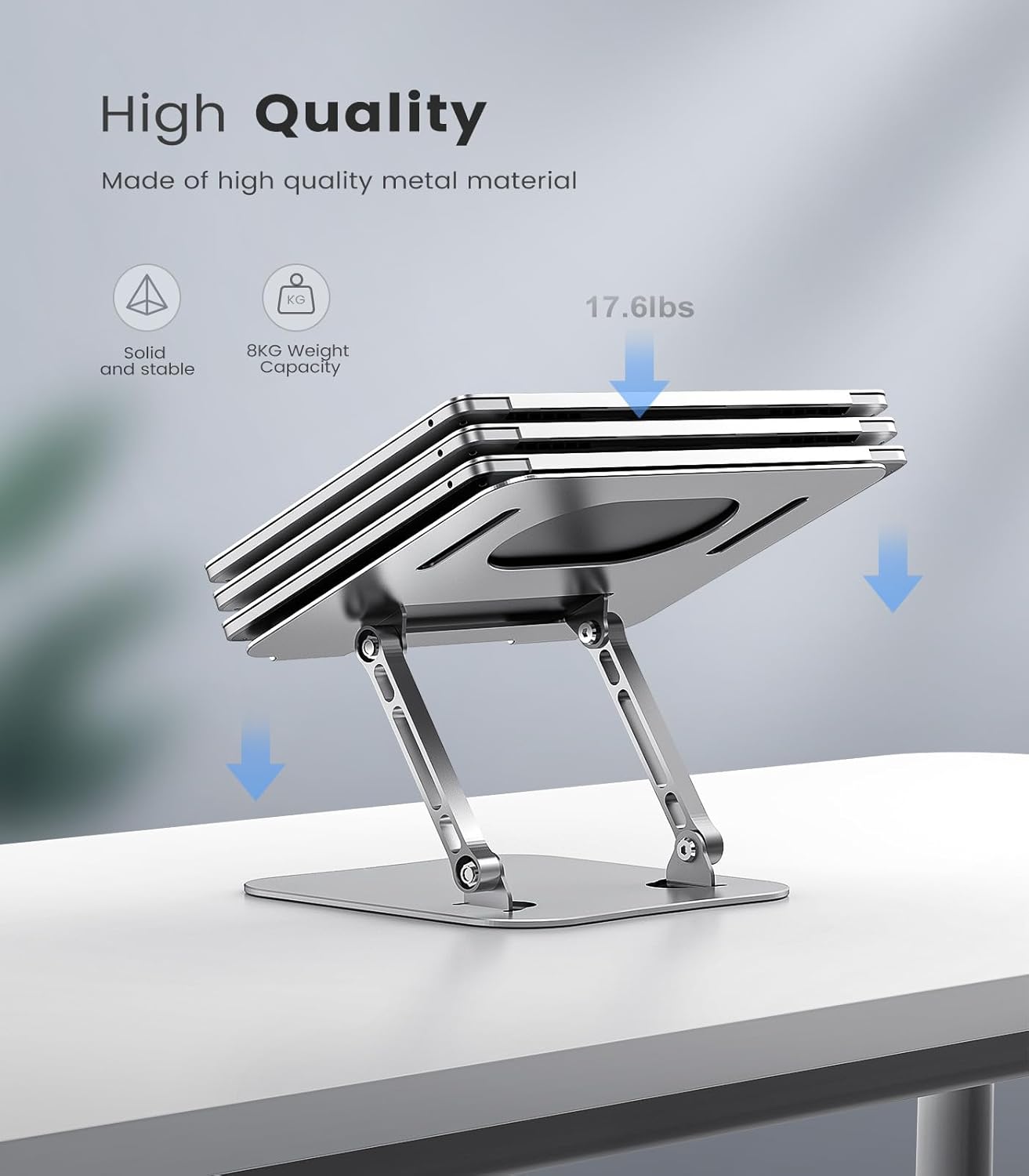 Adjustable Laptop Stand for Desk, Aluminum Portable Laptop Stand, Lightweight 500g, Foldable Ergonomic Computer Notebook stand Holder for 11-16" MacBook Air Pro, Dell XPS,HP Computer Notebook, Black