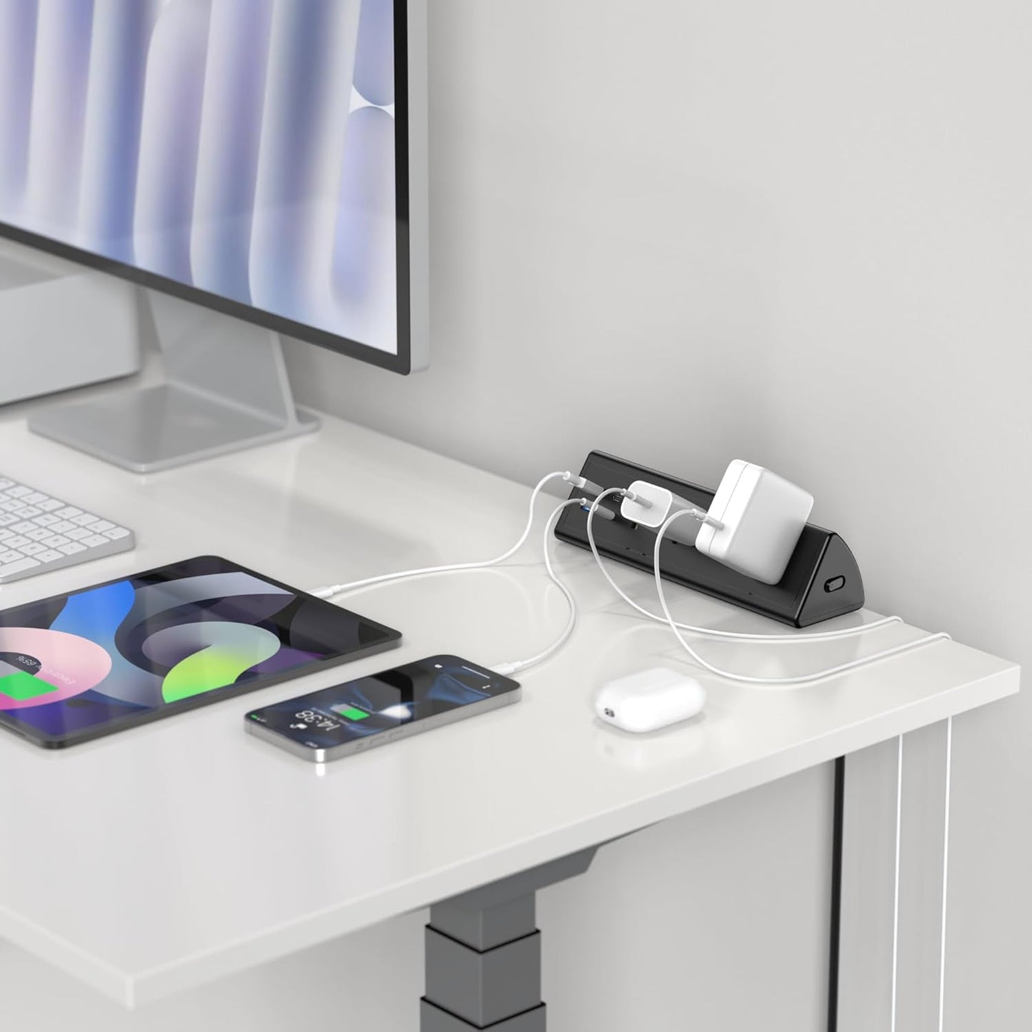 Jgstkcity Desk Clamp Power Strip,20W Fast Charging Station,Surge Protector Nightstand Edge Mount,1875W Extension Cord with Multiple Outlets,2 USB-C,2 USB-A,for Home Office (Black, 6 FT)