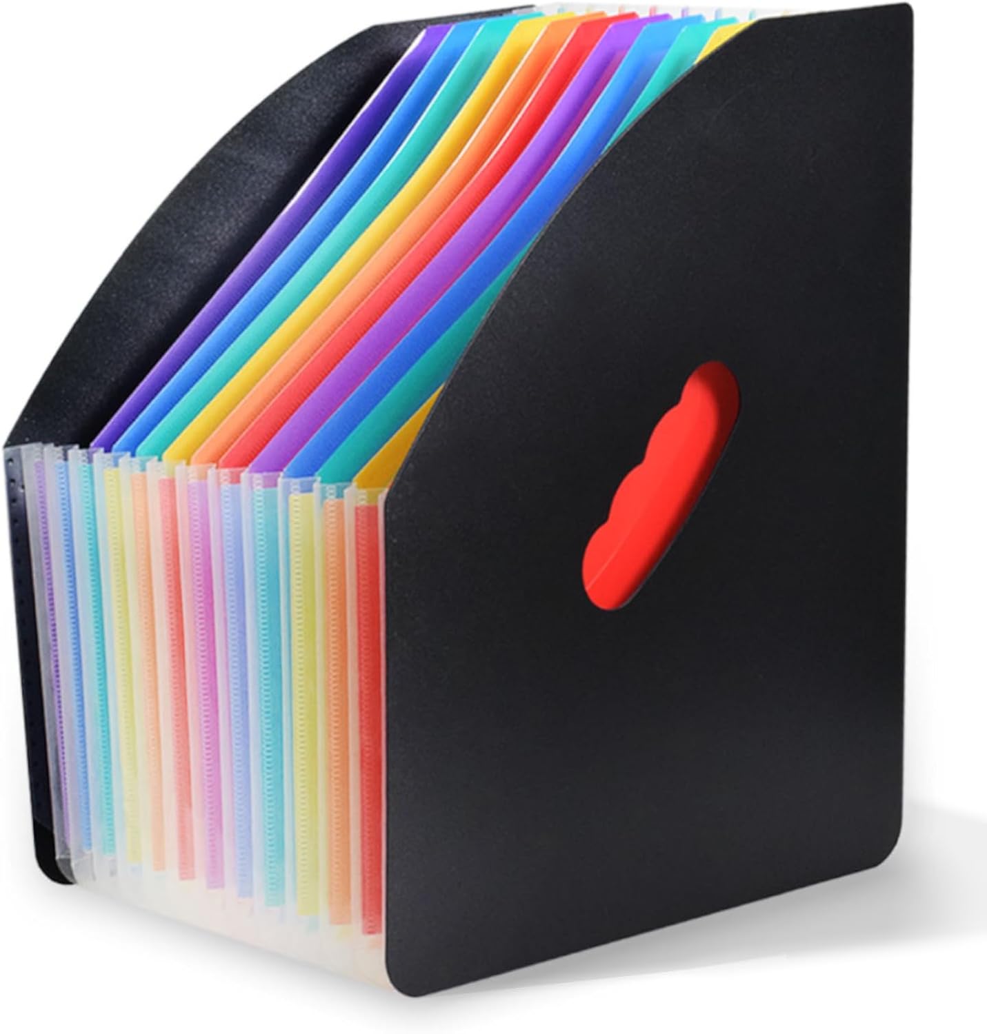 SAYEEC Rainbow Expanding File Holder Standing A4 Vertical Mini Book Organizer Magazine Basket Desktop 13 Pockets Files Folder with Handle for Students Examination Paper Bills Office Study