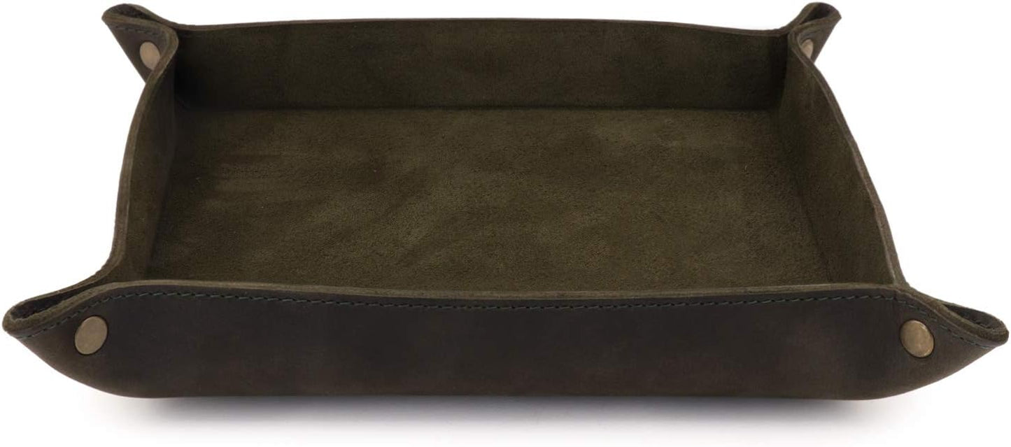 Londo Genuine Leather Tray Organizer - Practical Lightweight Water Resistant Computer Table Desk Storage Box for Wallets, Watches, Keys, Coins, Cell Phones and Office Equipment