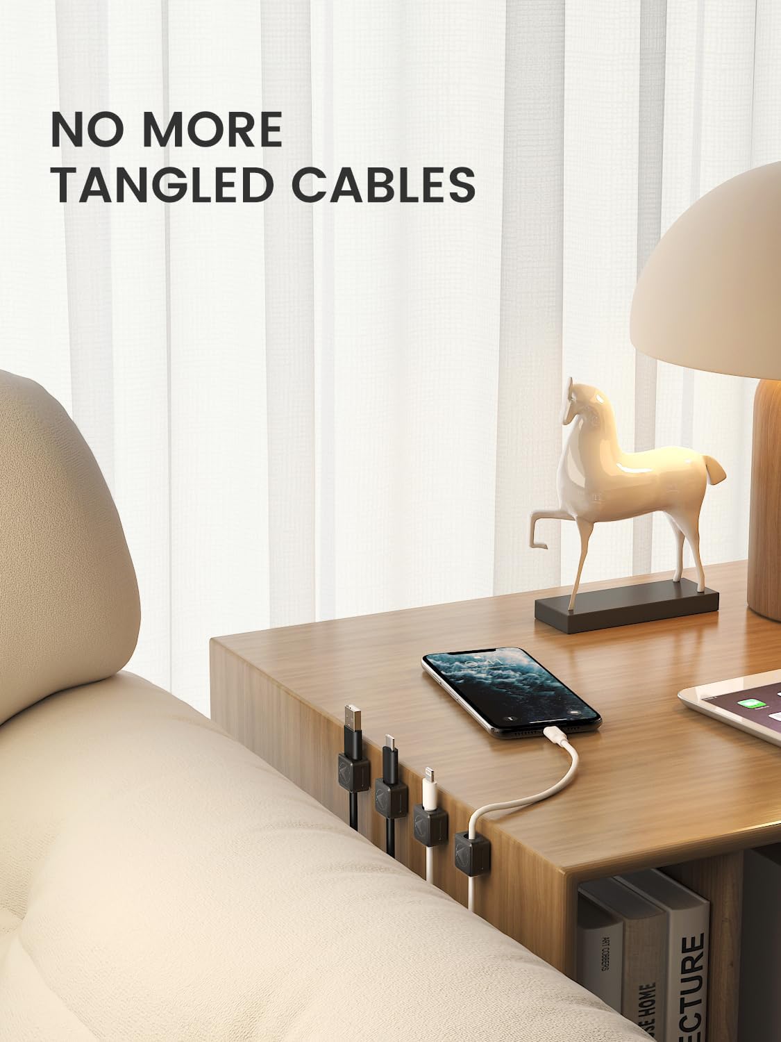 8 Pack Magnetic Cable Clips, Phone Cord Holder for Nightstand, Under Desk Cable Management, Canisflax Adhesive Wire Charging Cord Organizer Keepers Holder for Home Office Car Wall Desktop