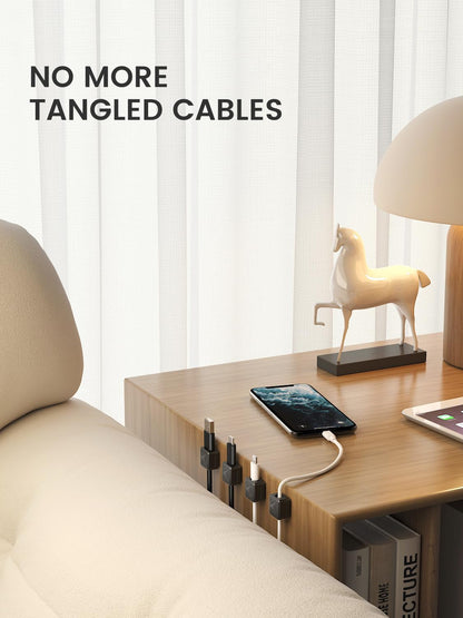 8 Pack Magnetic Cable Clips, Phone Cord Holder for Nightstand, Under Desk Cable Management, Canisflax Adhesive Wire Charging Cord Organizer Keepers Holder for Home Office Car Wall Desktop