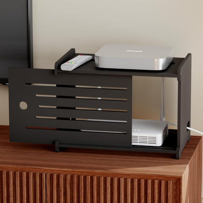 Wooden WiFi Router Storage Box Hider Shelf, Decorative Projector Box Hider Rack Countertop, for Cable, Modem, Internet, Router Power Cover Storage Organizer Cabinet Wall Mounted, Solid Wood