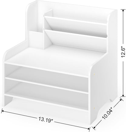 Desk File Organizer 4-Tier Desktop Paper Mail Organizer Document Holder for Home Office Supplies, Office Desk Accessories & Workspace (Nature)