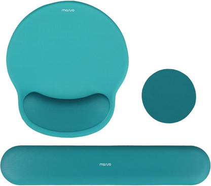 MOSISO Wrist Rest Support for Mouse Pad&Keyboard Set, Circle Curved Ergonomic Mousepad&Coaster Non-Slip Base Home/Office Pain Relief&Easy Typing Pad with Soft Cloth&Silicone Lining, Antique Green