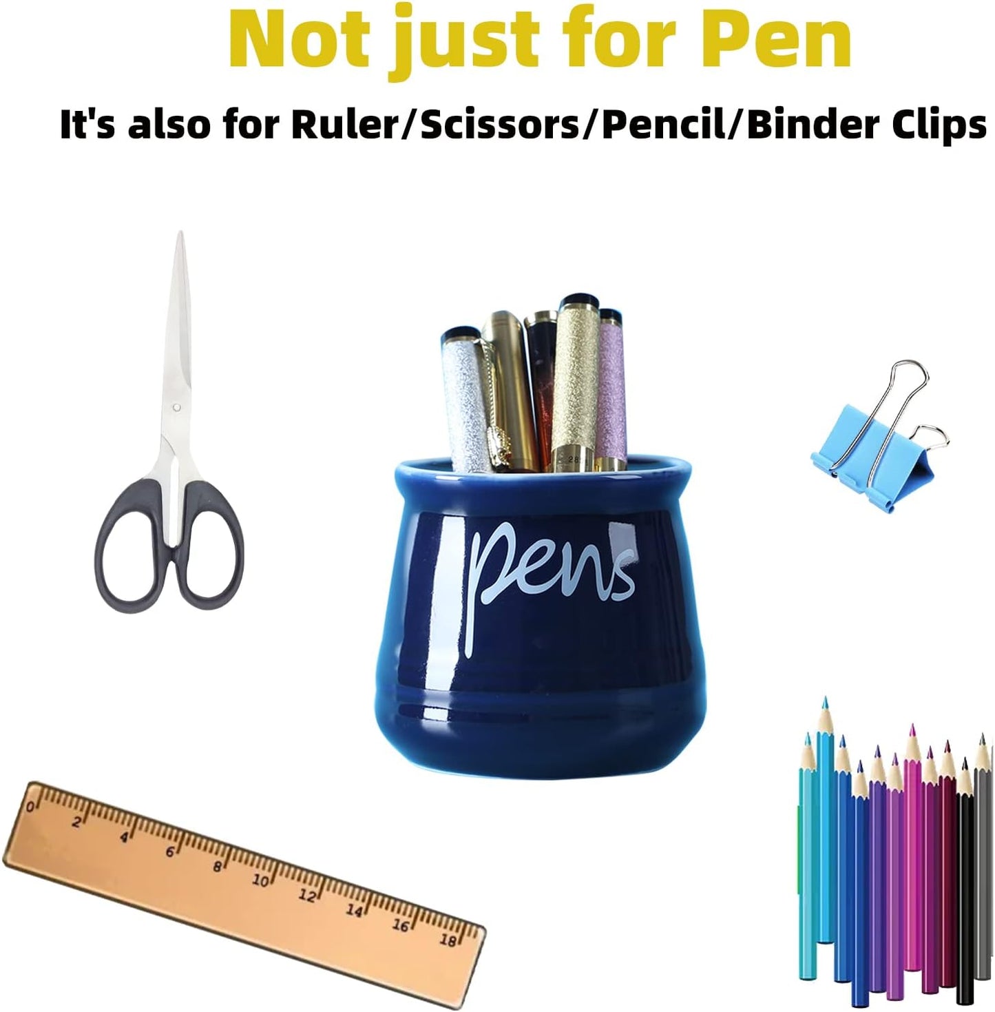 ONTUBE Porcelain Pens Holder Stand,Ceramic Pencils Holder (Turquoise)