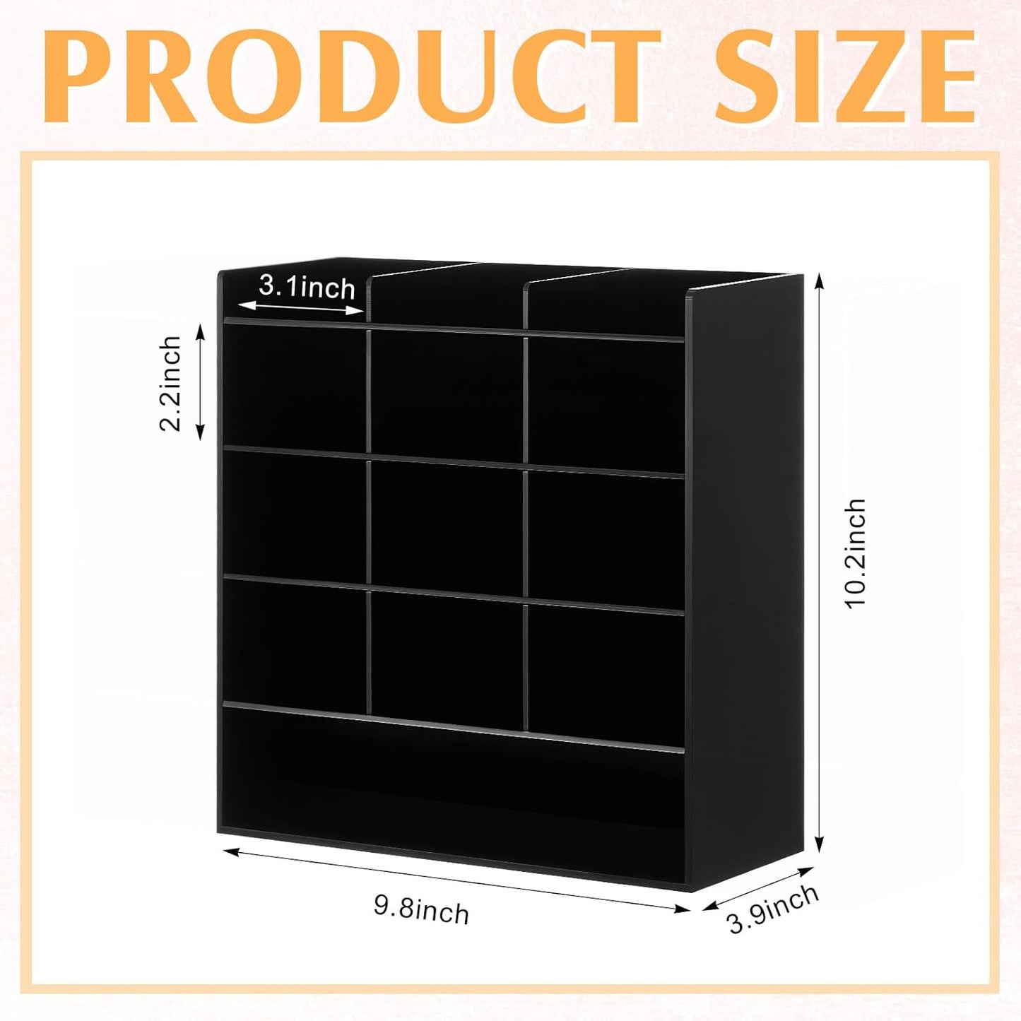 MotiMind Acrylic Pen Organizer Storage for 250 Markers Vertical Marker Organizer Acrylic Pen Display Holder for Office Desk Desktop Stationery Pencil Storage, Clear, 13 x 4 x 12.4 Inch