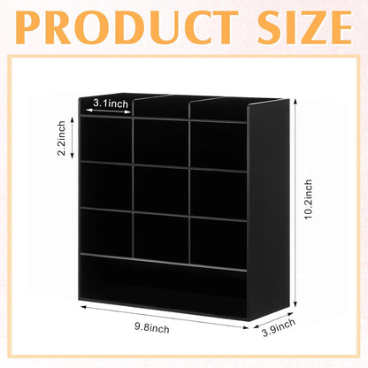 MotiMind Acrylic Pen Organizer Storage for 250 Markers Vertical Marker Organizer Acrylic Pen Display Holder for Office Desk Desktop Stationery Pencil Storage, Clear, 13 x 4 x 12.4 Inch