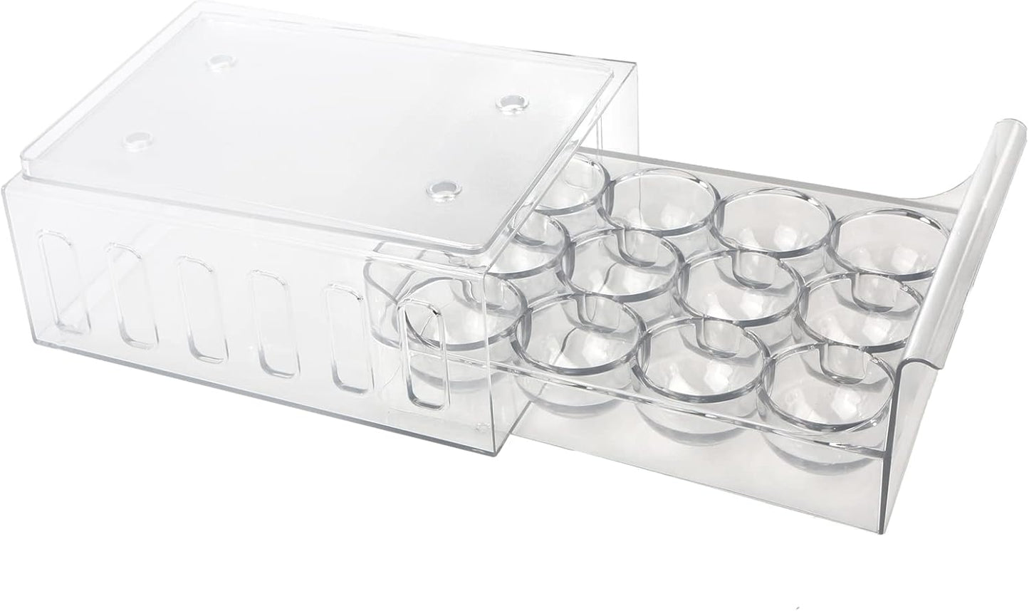 Mind Reader Egg Storage Drawer for Refrigerator, Fridge Organizer, Stackable, Bin, 6.75"L x 8.75"W x 3.5"H, Set of 2, Clear