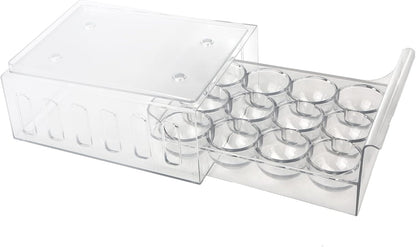 Mind Reader Egg Storage Drawer for Refrigerator, Fridge Organizer, Stackable, Bin, 6.75"L x 8.75"W x 3.5"H, Set of 2, Clear