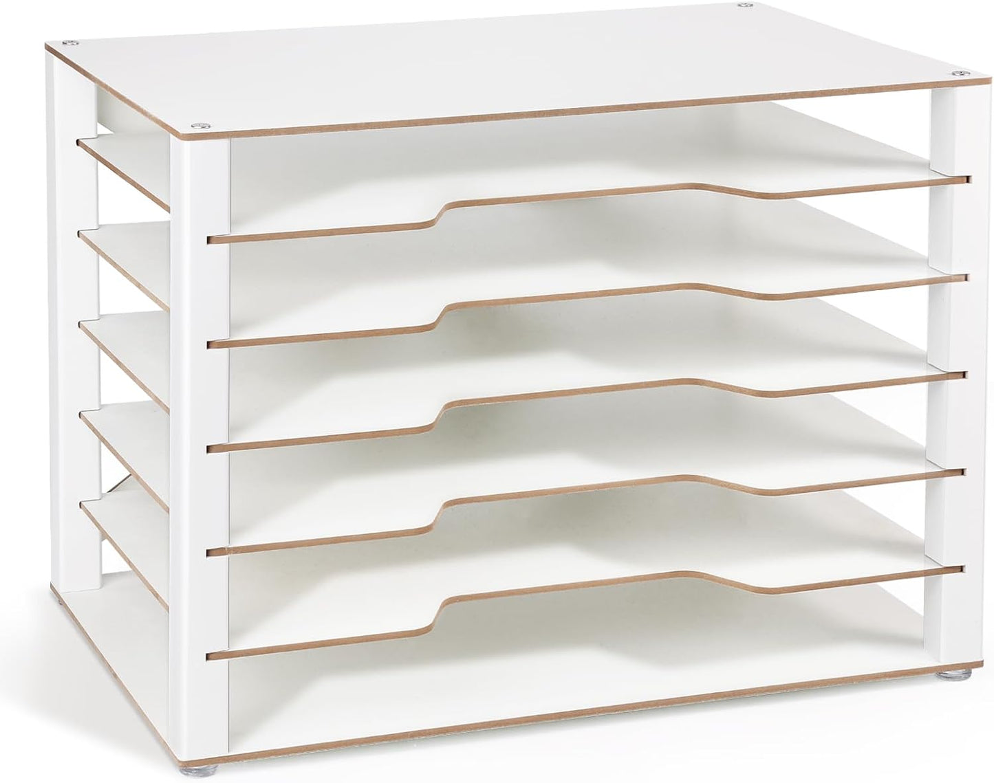 Yumkfoi 12x18 Construction Paper Organizer, 4-Tiers Paper Storage Shelf, Wooden Desk Organizer, File Holder and Letter Tray for Office, Home, Classroom