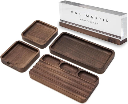 MUUJEE Wooden Desk Tray Organizer - 7.5 x 3.75 for Work Teacher Dad Wood Tray Work Minimalist Rustic