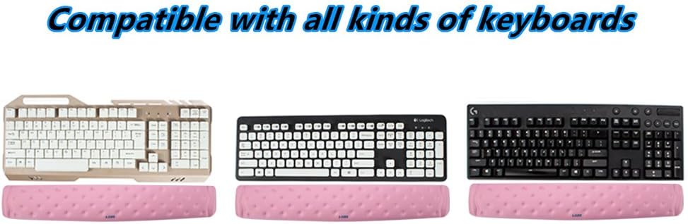 BRILA Keyboard Wrist Rest Support Cushion Pad for Computer, Laptop, Office Work, PC Gaming - Memory Foam Gel with Massage Holes Design - Non-Slip Easy Typing Wrist Pain Relief (Black Keyboard Pad)
