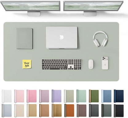 YSAGi Leather Desk Protector, Office Mat, Large Mouse Mat, Non-Slip PU Leather Blotter, Laptop Pad, Waterproof Writing Pad for Office and Home (Light Pink, 23.6" x 13.8") - Colors A