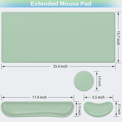 Desk Mat, Large Gaming Mouse Pad with Wrist Rest, 4in1 XXL Mousepad+Keyboard Wrist Rest+Mouse Pad Wrist Support+Cup Coaster Set Ergonomic Floral Computer Desk Arm Wrist for Decor Home Office Women