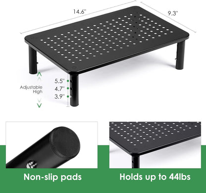 DOLALIKE 2 Pack Desktop Riser, 3 Height Adjustable Monitor stands for 2 Monitors, PC, Computer, Printer, iMac, Desktop Monitor Stand with Ventilated Platform for Airflow