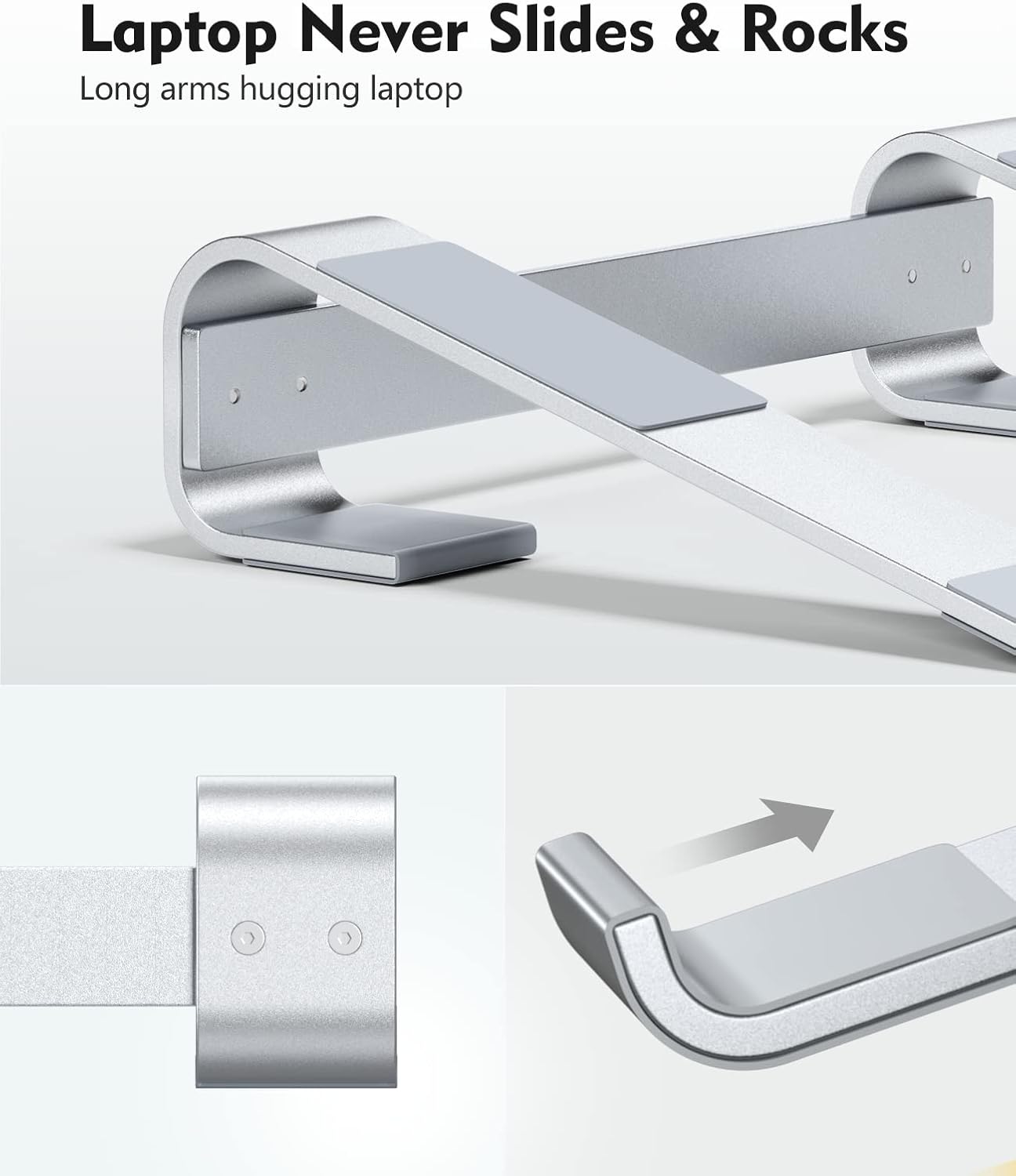 Soqool Laptop Stand for Desk,Aluminum Computer Stand for Cooling,Sturdy Stable Ergonomic Laptop Riser Compatible with MacBook Pro Stand Air/Dell/HP/Lenovo 10-16.2inch Notebook,Work Home Office