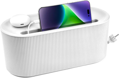 Cable Management Box,Desk Cord Organizer Box with Groove Cover,Plastic Cord Hider Box,Large Cable Box Organizer for Storaging Power Socket/TV/Computer/Router/Games Console Cable (Milk Tea)