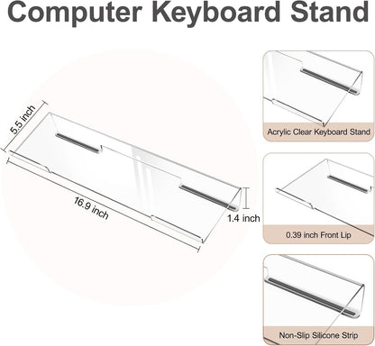 MOSISO Computer Keyboard Stand&Wrist Rest Support for Keyboard &Mouse Pad Set, Ergonomic Massage Wrist Rest Set, Easy Typing Working Acrylic Clear Stand for Office Home, Apricot