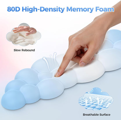 TECKNET Cloud Mouse Pad with Wrist Rest, Ergonomic Cloud Wrist Rest with Non-Slip Base, PU Leather Memory Foam Mouse Pad Wrist Support for Keyboard and Mouse, Pain Relief for Typing, Gaming, White