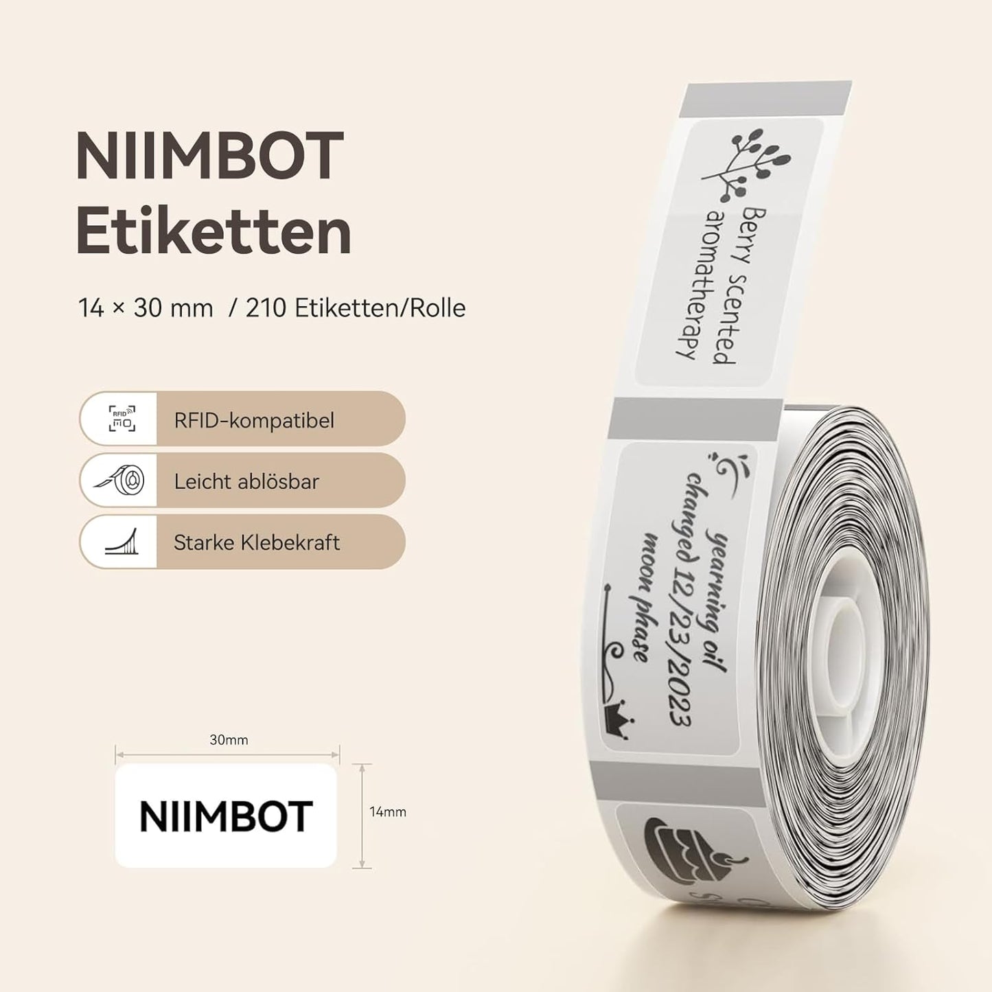 NIIMBOT D11 Label Tape D110 Label Maker Papers 3Rolls Cable Labels, Self-Adhesive Labeling Tape 0.47" X 4.29" (12 X 109mm) Cable Label Refills for Home Office Circuit Box, 195 Labels/3Rolls, White