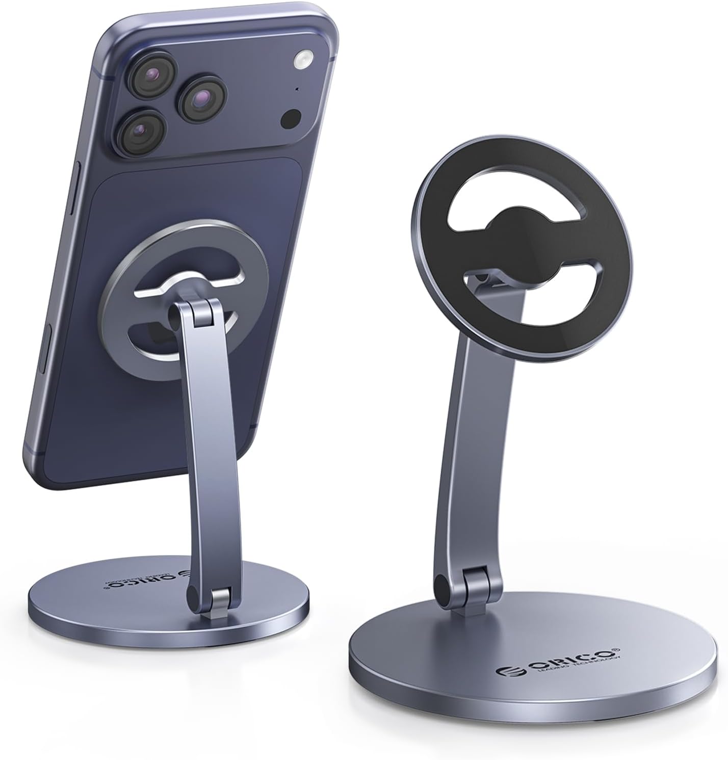 ORICO Magnetic Phone Stand for Magsafe, Adjustable Foldable Aluminum Alloy Stand for iPhone 17/16/15/14/13/12 Pro Max Air/Magsafe Case, Phone Holder for Desk, Streaming & Video Calls - PS1, Gray
