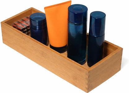 Lipper International Bamboo Wood Utensil Holder Storage Box for Cooking Tools, Makeup, or Office Supplies, 4" x 9 1/4" x 3"