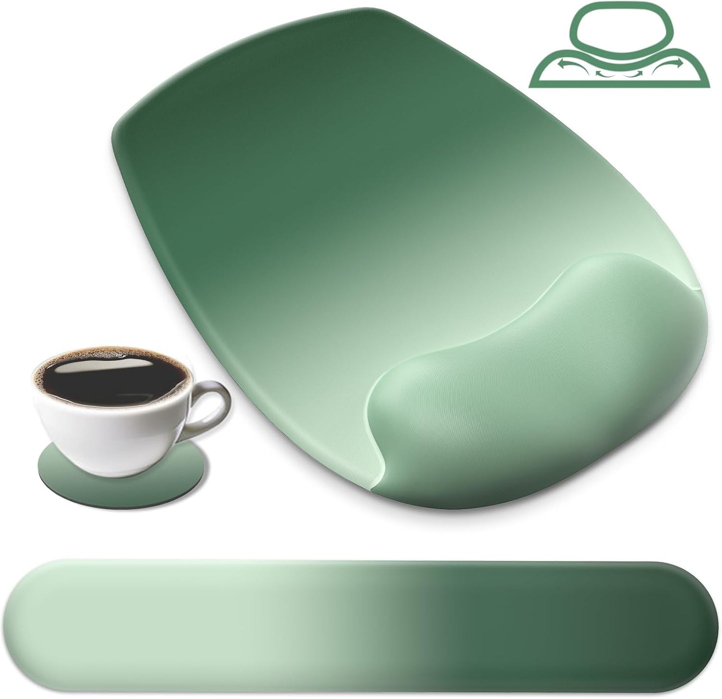 AKIT Ergonomic Mouse Pad with Wrist Rest& Keyboard Wrist Rest, Wrist Rest for Computer Keyboard, Pain Relief, Non-Slip Gel Base, Mousepad Wrist Support for Gaming, Office, Waterdrop Shaped Pink