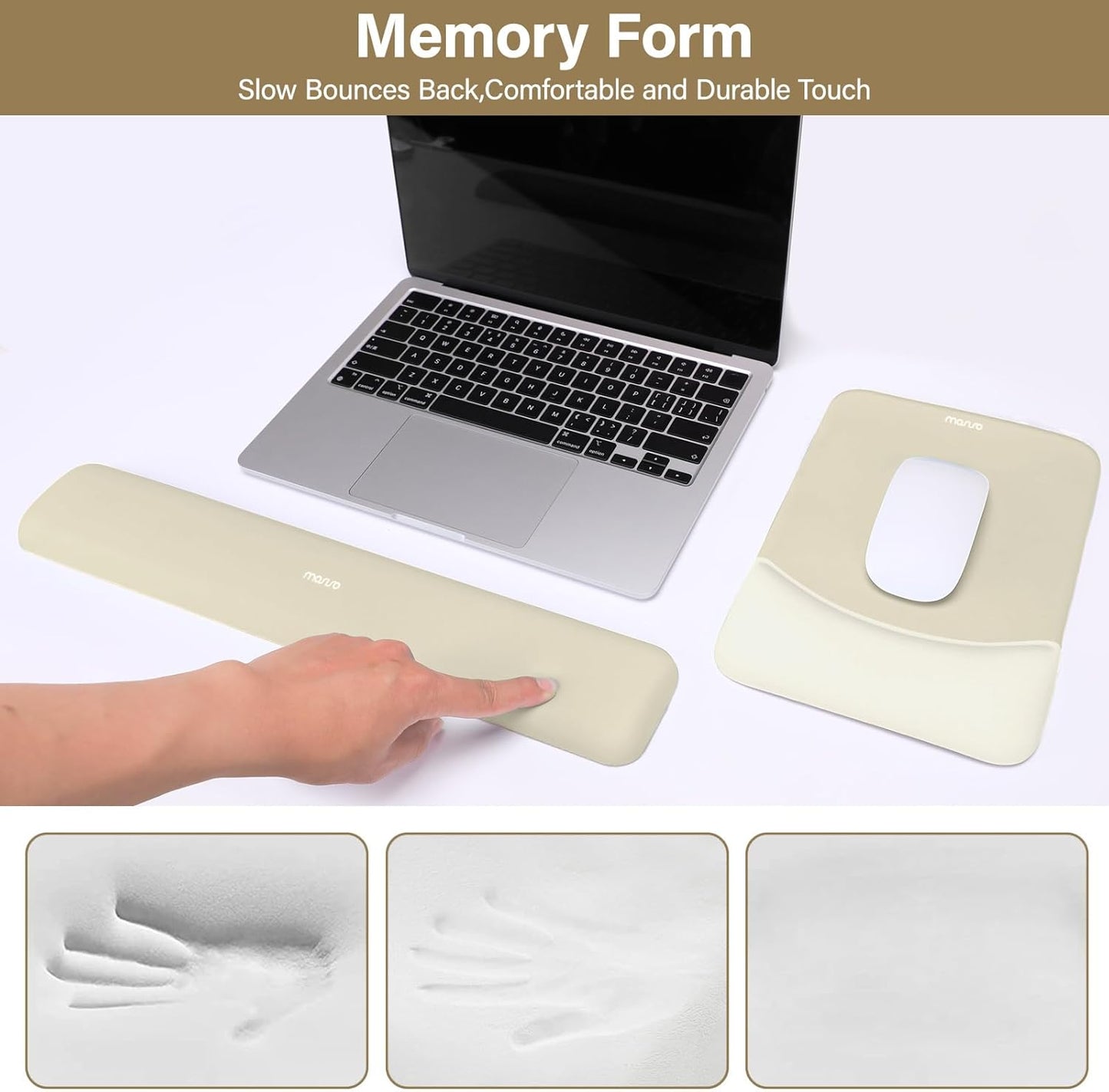 MOSISO Wrist Rest Support for Mouse Pad&Keyboard Set, Rectangular Ergonomic Mousepad Non-Slip Base Home/Office Pain Relief&Easy Typing Pad with Neoprene Cloth&Raised Silicone Lining, Green