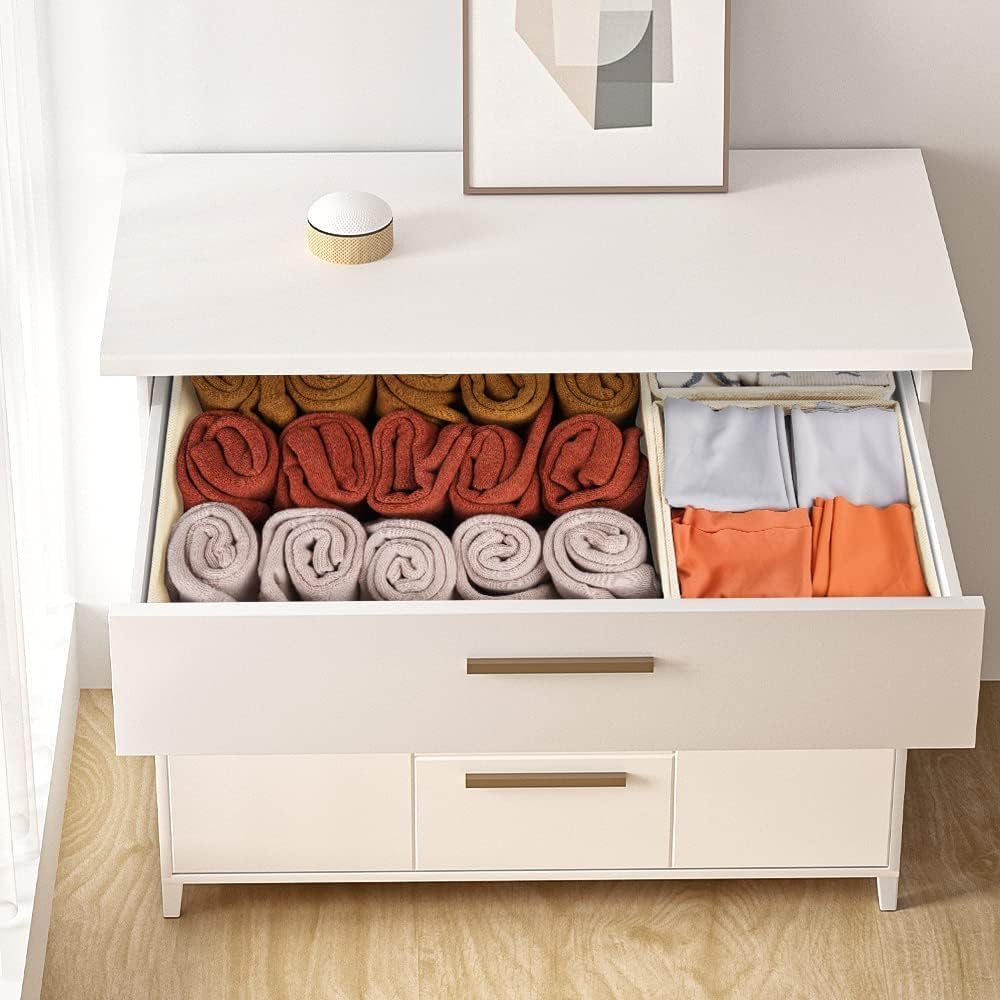 Criusia Drawer Organizer Clothes 12 Pack, Dresser Organizer for Nursery Bedroom Closet Organization and Storage - Baby Clothes Organizer Bins - Drawer Divider for Sock Underwear Bra Ties (Grey)