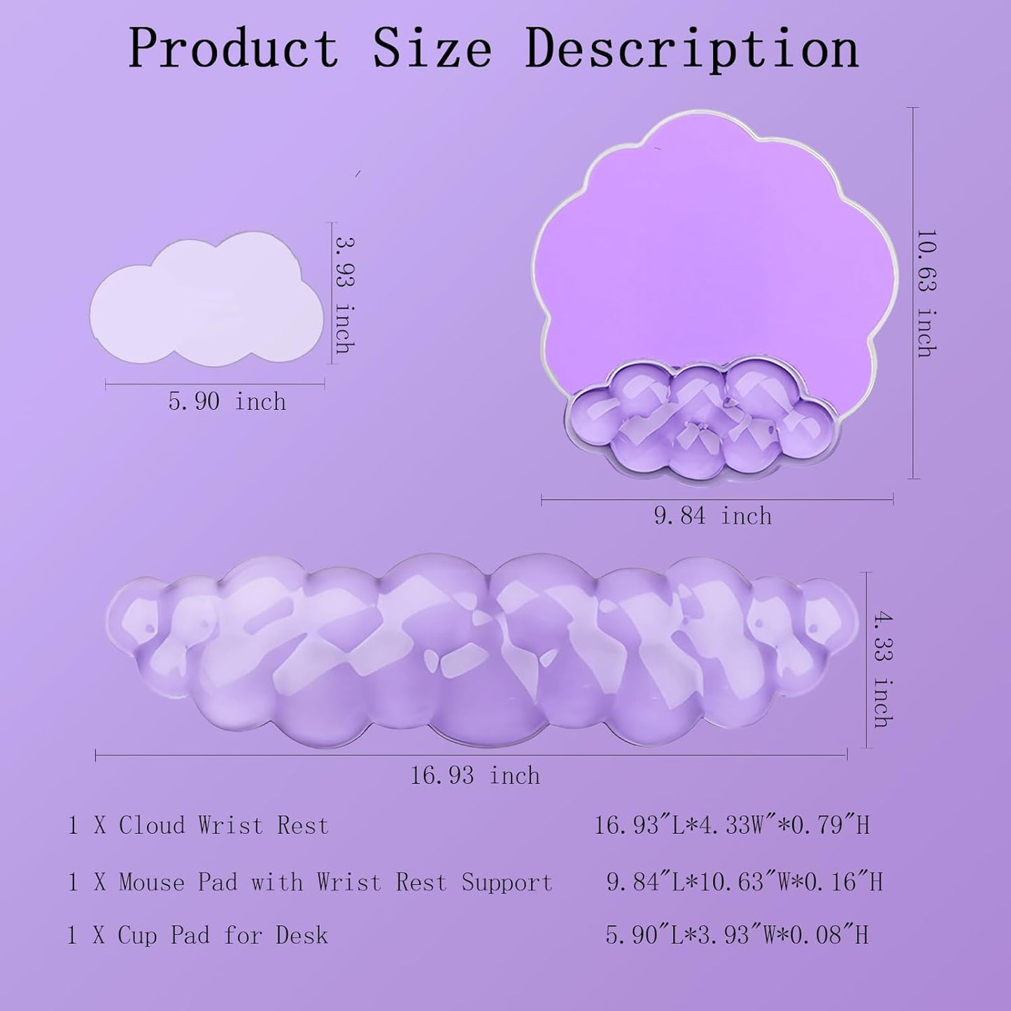 Cloud Wrist Rest Keyboard Pink Mouse Pad Set with Wrist Rest Ergonomic Wrist Pad Memory Foam Non-Slip Base Cute Gradient Wrist Support for Computer Laptop Gaming Home Office Relief Typing Pain