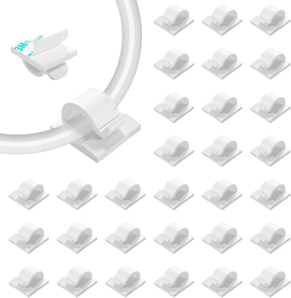 LinkDocs 30 Pieces Adhesive Cable Clips Wire Clips Cable Wire Management Wire Cable Holder Clamps Cable Tie Holder for Car, Office and Home