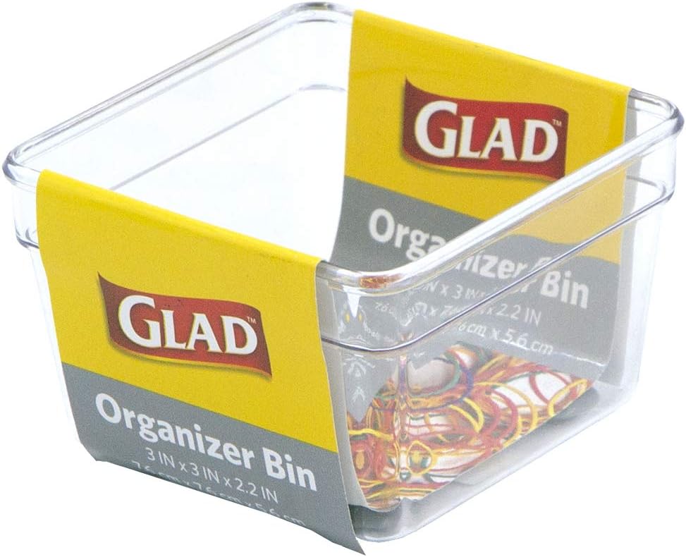 Glad Drawer Organizer Bin, 15x9 - Divided Clear Plastic Storage Tray for Junk Drawers, Kitchen Utensils, Bathroom Vanity, and Organizing Pantry - BPA Free, Food Safe, Non Slip