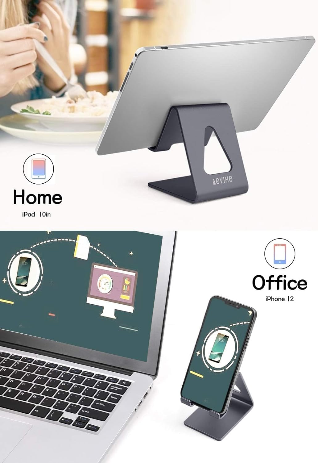 Aoviho Desk Cell Phone Stand Phone Holder, Aluminum Phone Cradle Dock for iPhone17 16 15 14 13 12 pro Mini 11 X Xs max 8 7 6 6s Plus SE Samsung All Smart Phones, Rose Gold