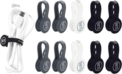 SUNFICON 10 Pack Earbuds Cords Organizers Magnetic Cable Clips Organizers Bookmark Clips Whiteboard Noticeboard Fridge Magnets USB Cable Manager Keeper for Home Kitchen Office School,Gray White Black