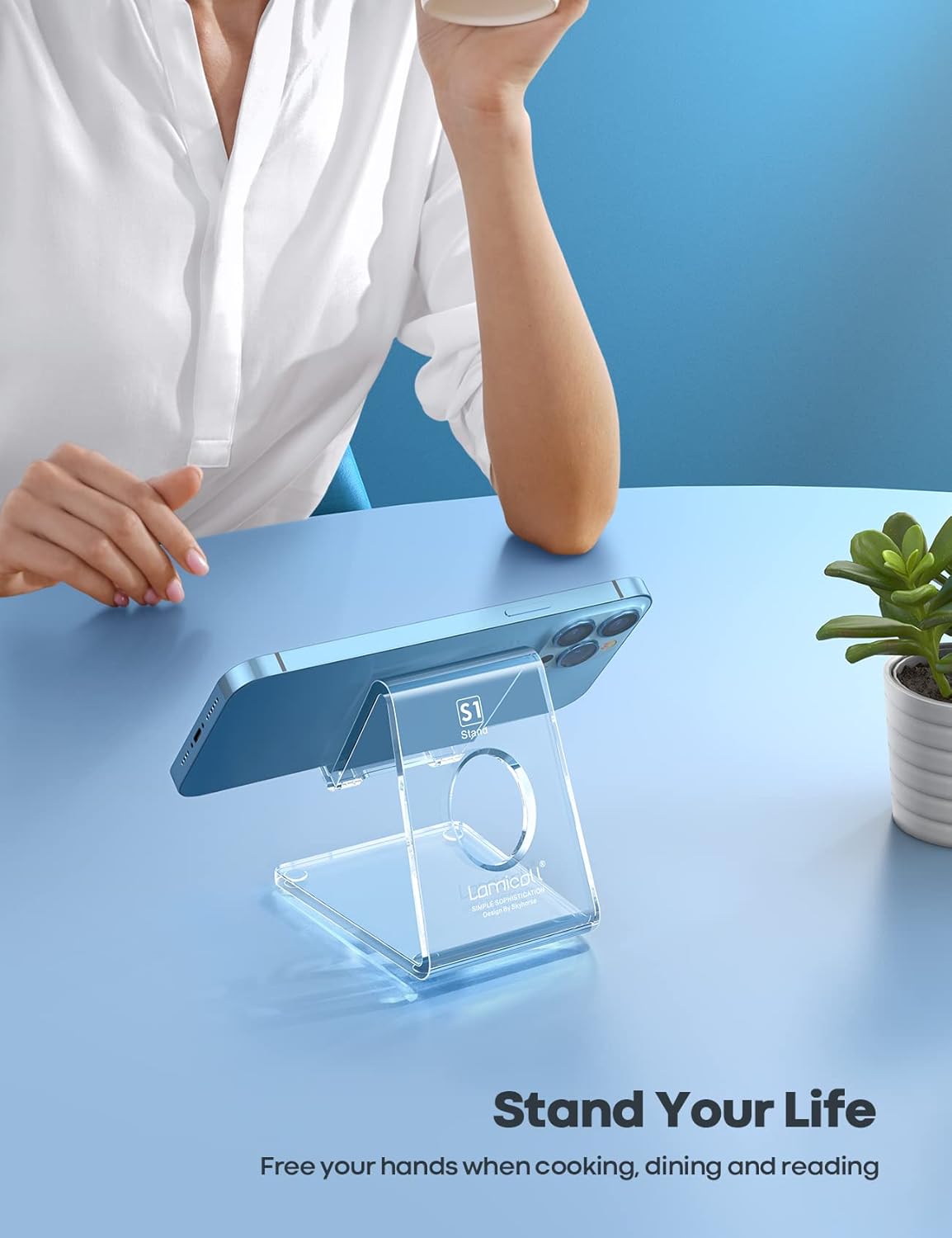 Lamicall Cell Phone Stand, Phone Dock: Cradle, Holder, Stand for Office Desk - Black