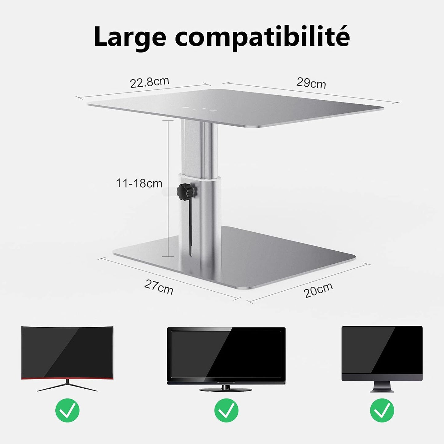 Nillkin Monitor Stand for Desk, Adjustable Height Computer Monitor Stand, Ergonomic Aluminum Computer Stand for Desktop Monitor, iMac, Studio Display XDR, Dell, HP, Lenovo, Other Screen Display, Black