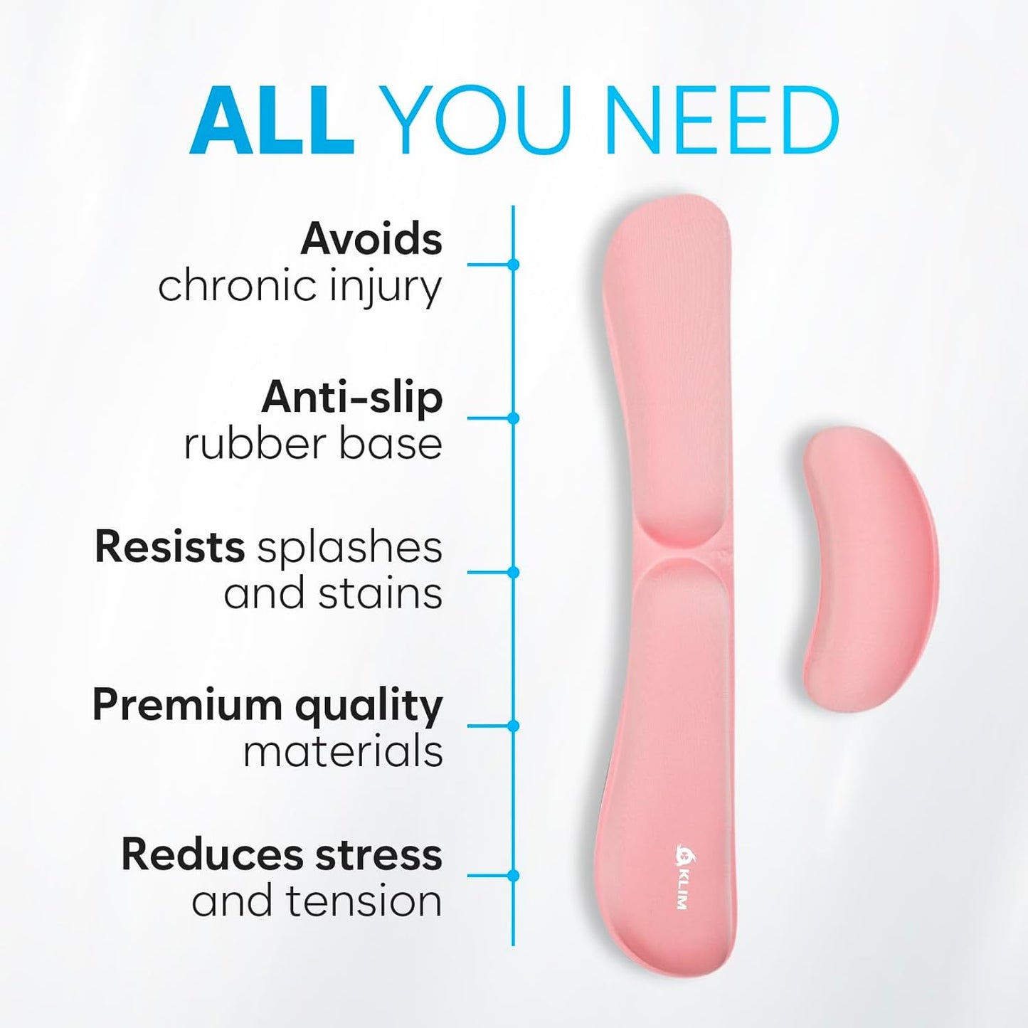 KLIM Mouse & Keyboard Wrist Rest Set - Silky Gel Memory Foam - Ergonomic Wrist Rest for Computer Keyboard, Wrist Pad for Keyboard + Wrist Rest for Mouse - for Gaming and Office - Pain Relief - Black