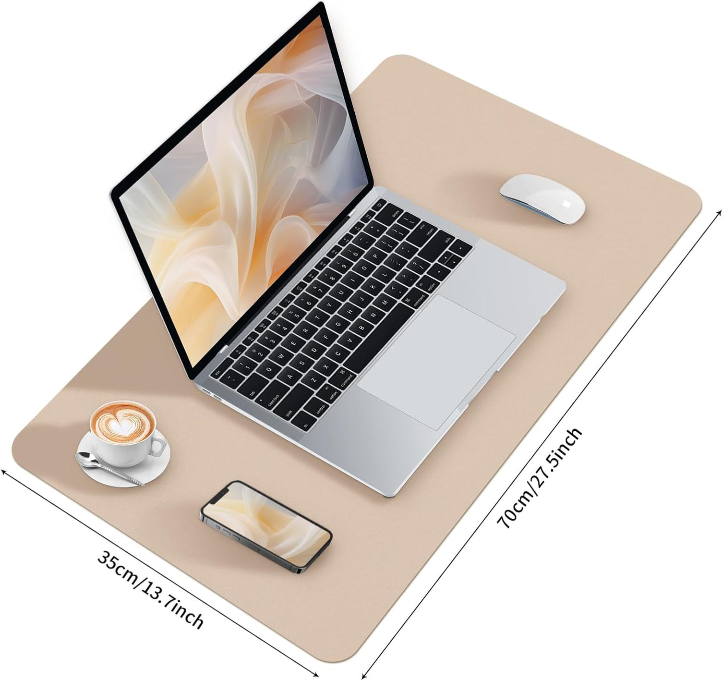 Bloss Leather Desk Pad and Keyboard Wrist Rest, Large Mouse Pad + Keyboard Pad+Mouse Wrist Support, Non-Slip Desk Mat Protector for Office, Home(31.5×15.7 Inches,Beige)