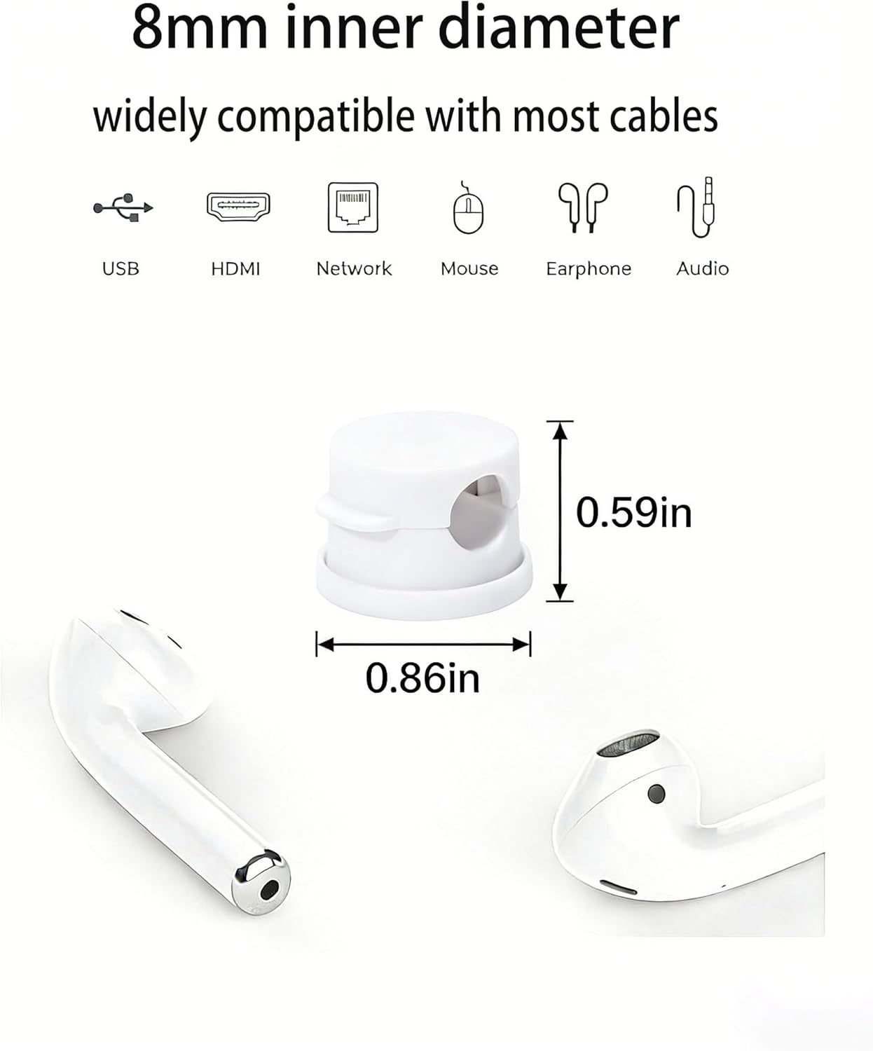 6PC 360° Rotatable Spring Cable Management, Cord Organizer Holder for Desk, Strong Adhesive Cable Clips Desk Accessories, Adjustable Wire Keeper for Nightstand, Home, Office, RV (Black)