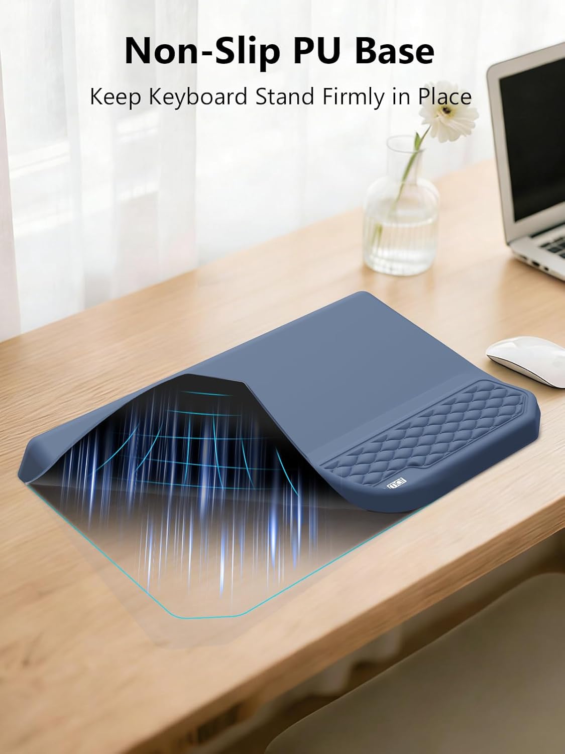 2-in-1 Ergonomic Keyboard Stand with Wrist Rest, Comfy Keyboard Riser Holder with Massage Design, Black