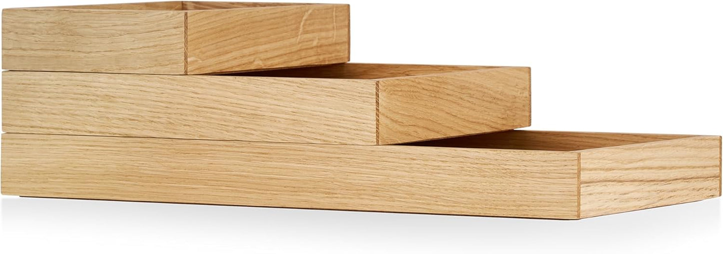 OAKYWOOD Valet Tray Bundle – Solid Wood Desk Organizer – Document, Phone & Tablet Tray – Perfect for Office, Home, or School – Black