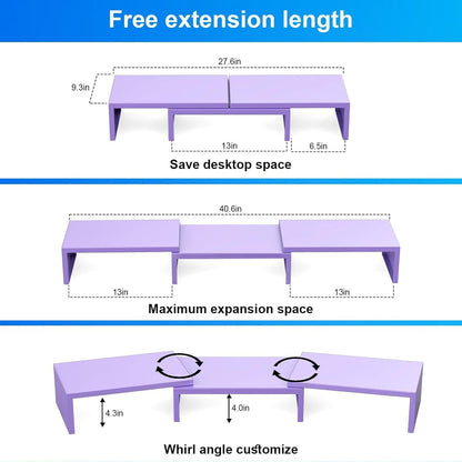 Desk Organizers and Accessories, Dual Monitor Stand Riser, Monitor Desk Shelf for Desktop Organization (Black)