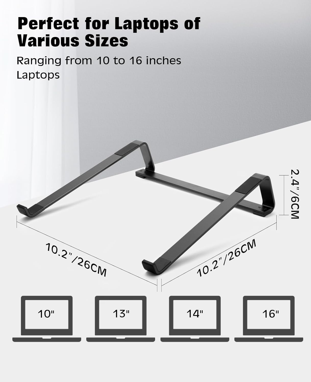Thibault Laptop Stand for Desk - Aluminum Ergonomic Computer Stand，Laptop Riser, Cooling Laptop Holder, Compatible with MacBook Air Pro/Dell/HP/Lenovo/Alienware and 13-17 inches Laptops, Blue-Black