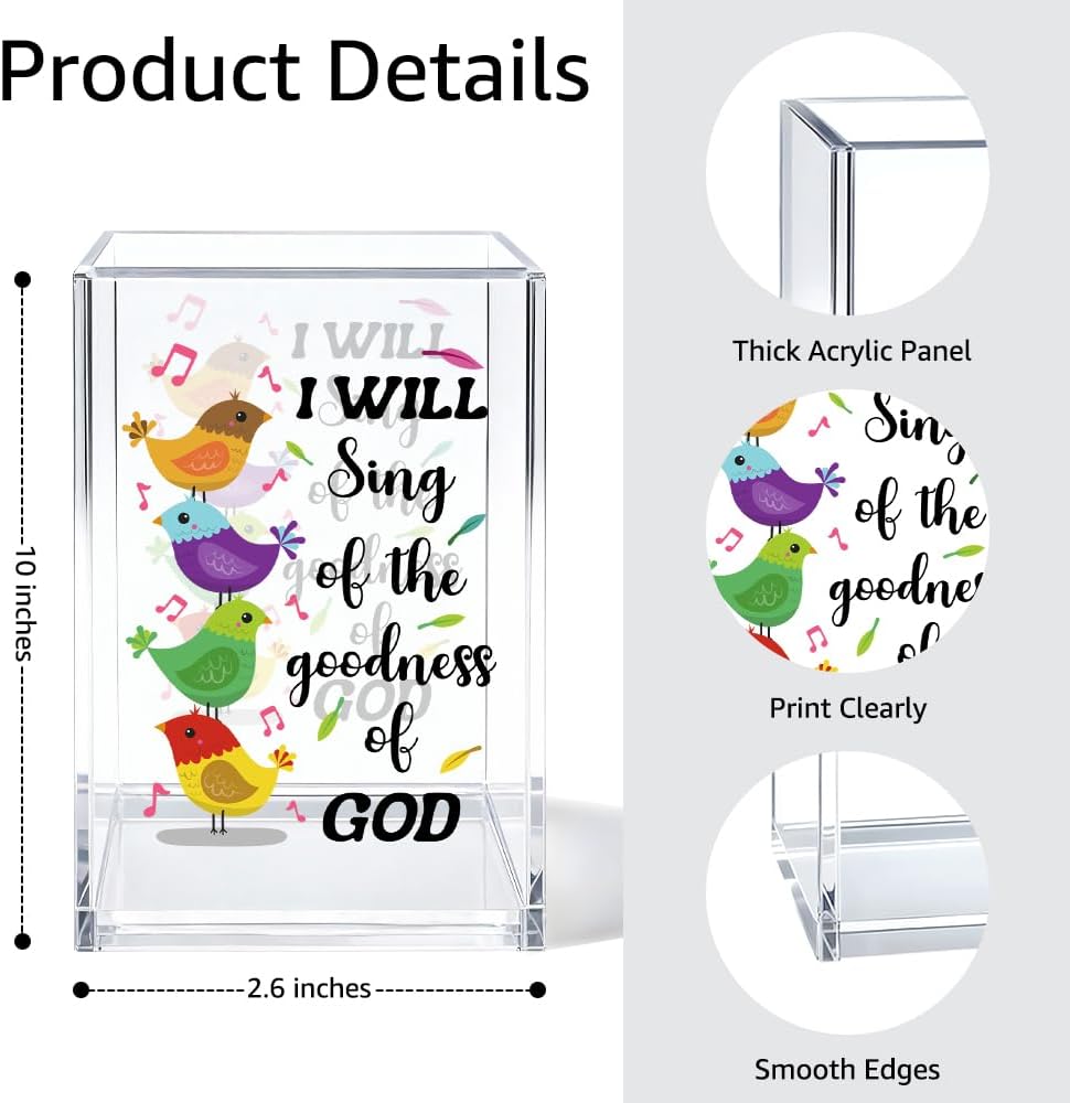 Just Breathe Acrylic Cosmetic Organizer Pen Holder, Anxiety Relaxing Acrylic Desk Holder Cup for Pen Pencil, Dandelion Desk Organizer, Mental Health Office Gifts for Coworker Leader Friend