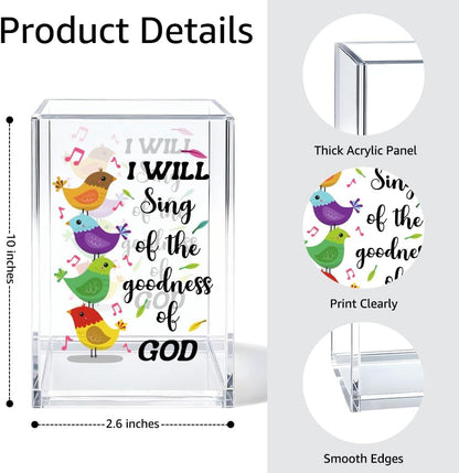 Just Breathe Acrylic Cosmetic Organizer Pen Holder, Anxiety Relaxing Acrylic Desk Holder Cup for Pen Pencil, Dandelion Desk Organizer, Mental Health Office Gifts for Coworker Leader Friend